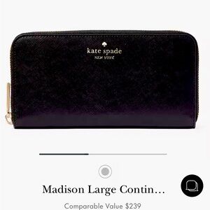 Kate Spade large wallet saffiano leather black. NWTs $229